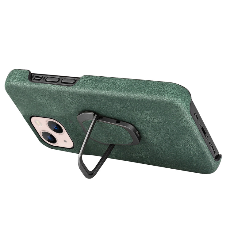 For iPhone 14 Ring Holder PU Phone Case