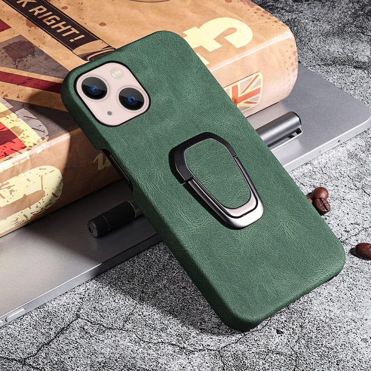 For iPhone 14 Ring Holder PU Phone Case
