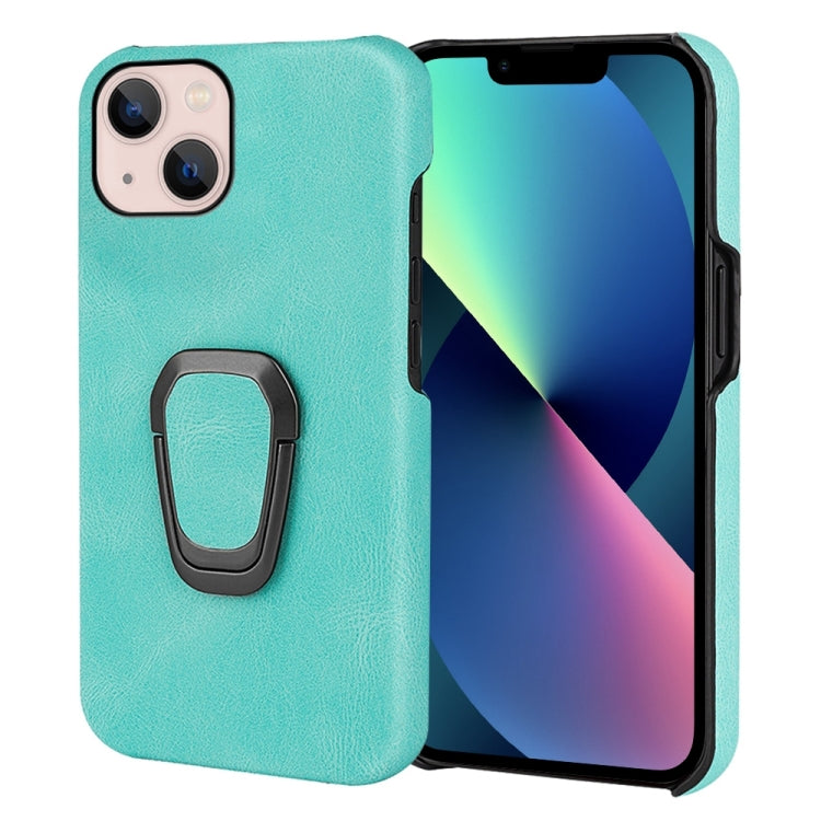 For iPhone 14 Ring Holder PU Phone Case