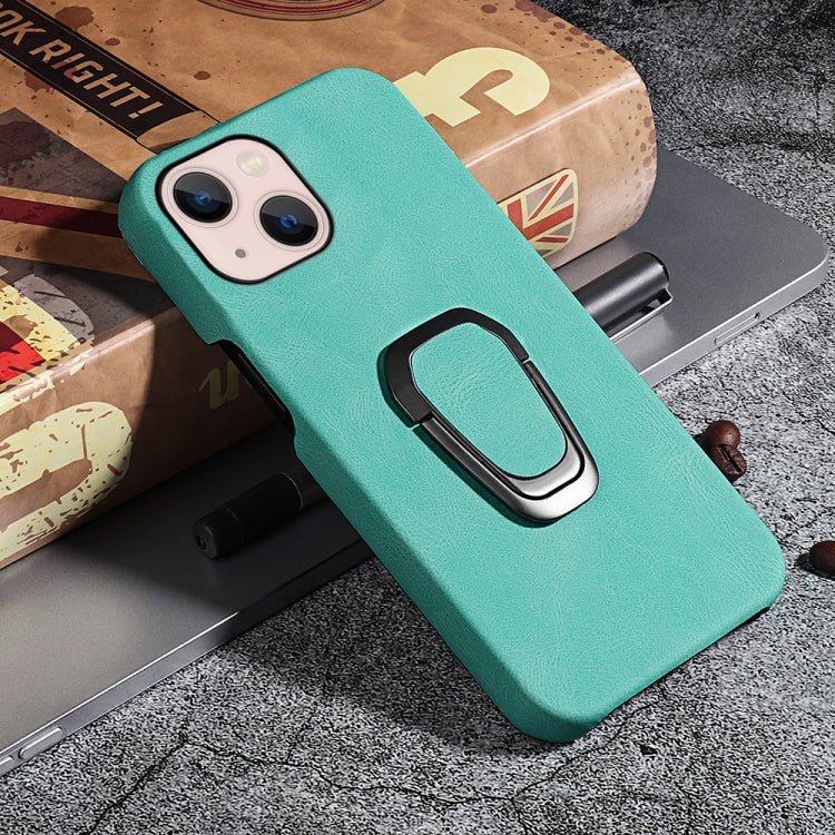 For iPhone 14 Ring Holder PU Phone Case
