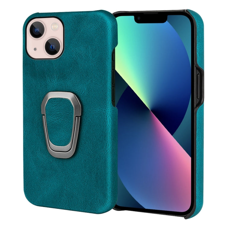 For iPhone 14 Ring Holder PU Phone Case