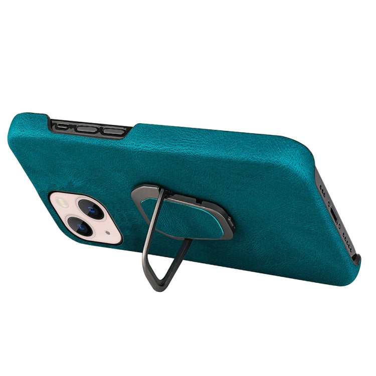 For iPhone 14 Ring Holder PU Phone Case