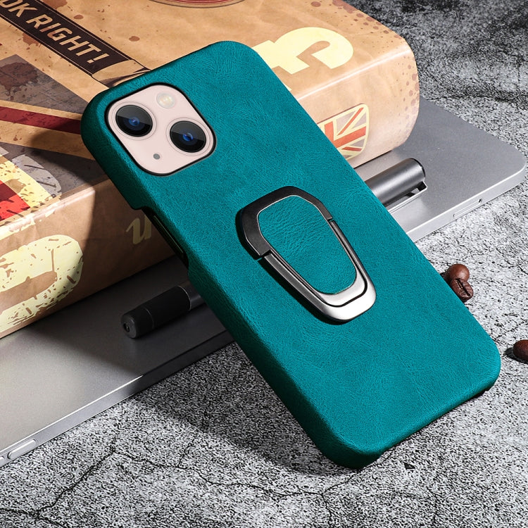 For iPhone 14 Ring Holder PU Phone Case