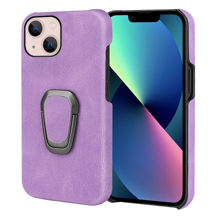 For iPhone 14 Ring Holder PU Phone Case