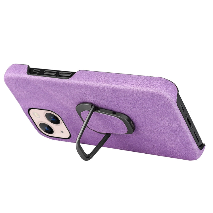 For iPhone 14 Ring Holder PU Phone Case
