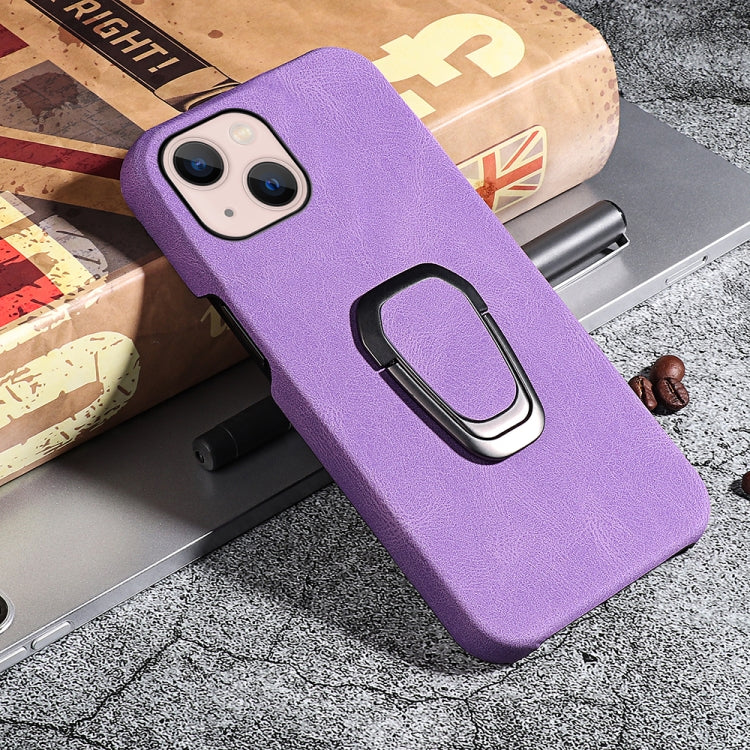 For iPhone 14 Ring Holder PU Phone Case