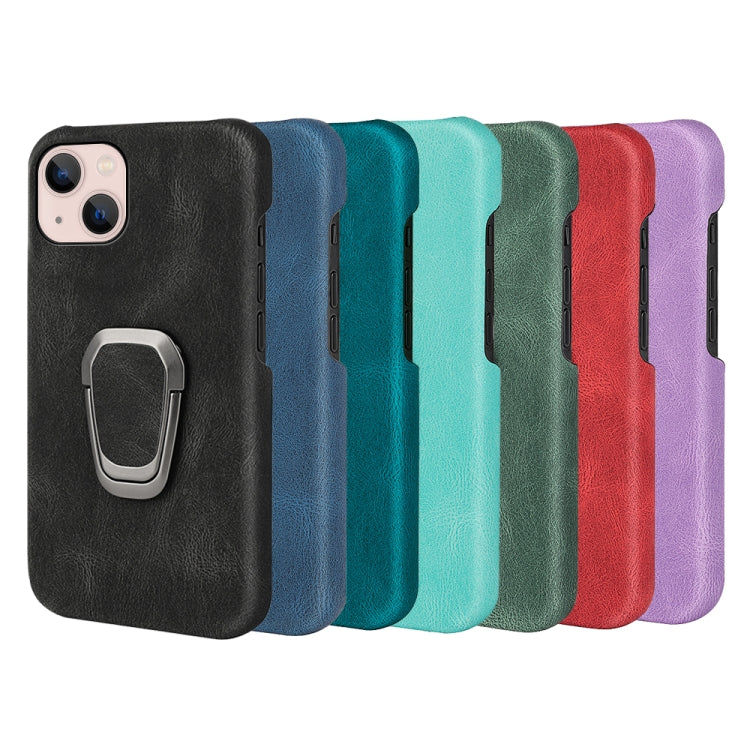 For iPhone 14 Ring Holder PU Phone Case
