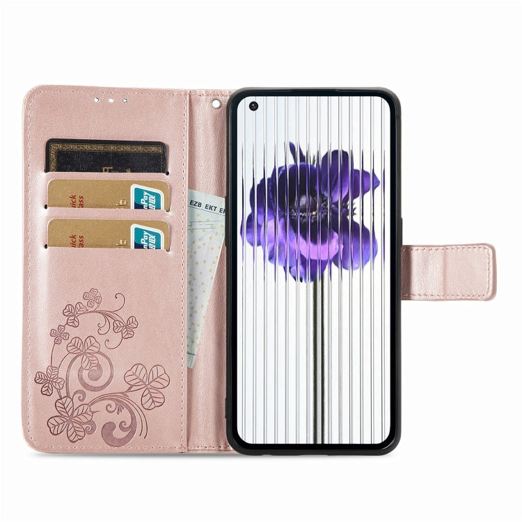 For Nothing Phone 1 Four-leaf Clasp Embossed Buckle Leather Phone Case