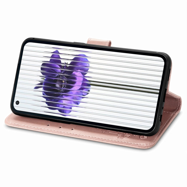 For Nothing Phone 1 Four-leaf Clasp Embossed Buckle Leather Phone Case