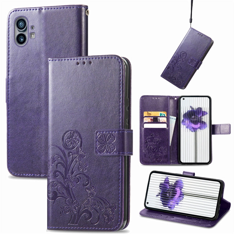 For Nothing Phone 1 Four-leaf Clasp Embossed Buckle Leather Phone Case