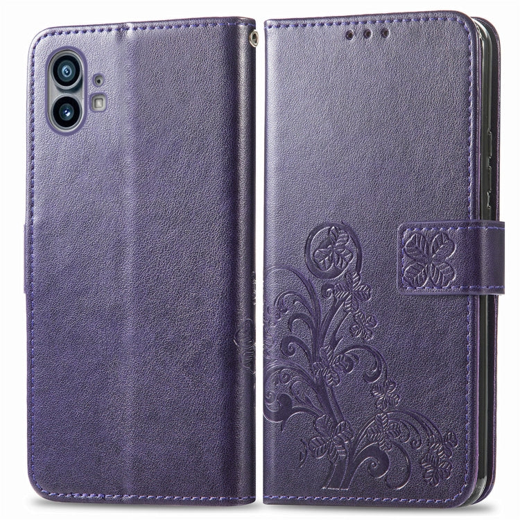 For Nothing Phone 1 Four-leaf Clasp Embossed Buckle Leather Phone Case