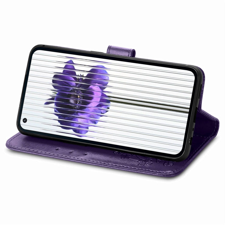 For Nothing Phone 1 Four-leaf Clasp Embossed Buckle Leather Phone Case