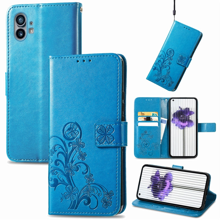 For Nothing Phone 1 Four-leaf Clasp Embossed Buckle Leather Phone Case