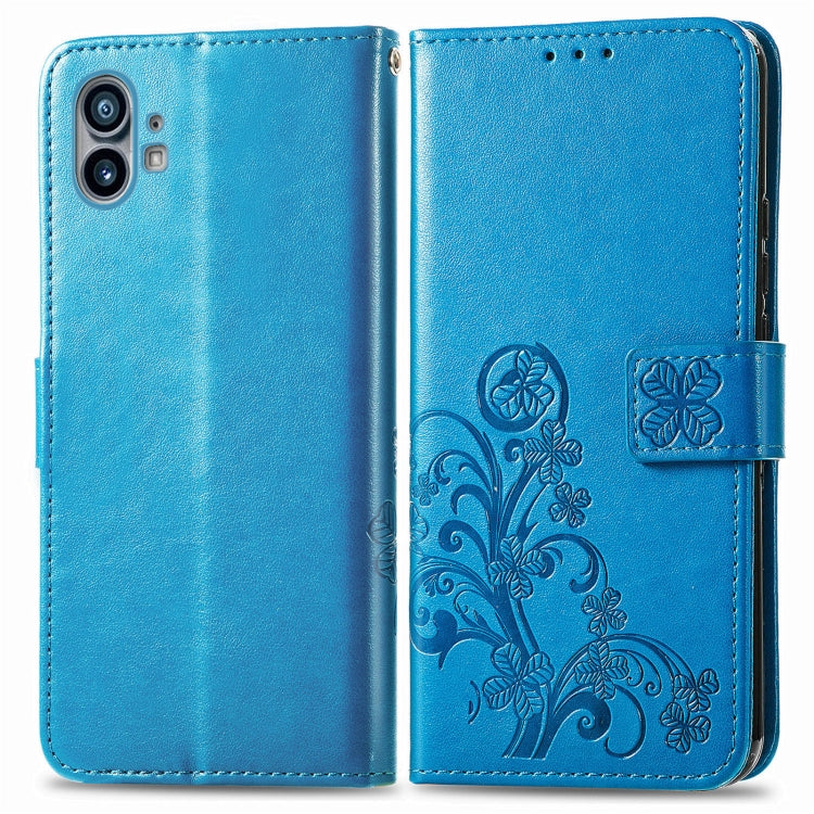 For Nothing Phone 1 Four-leaf Clasp Embossed Buckle Leather Phone Case