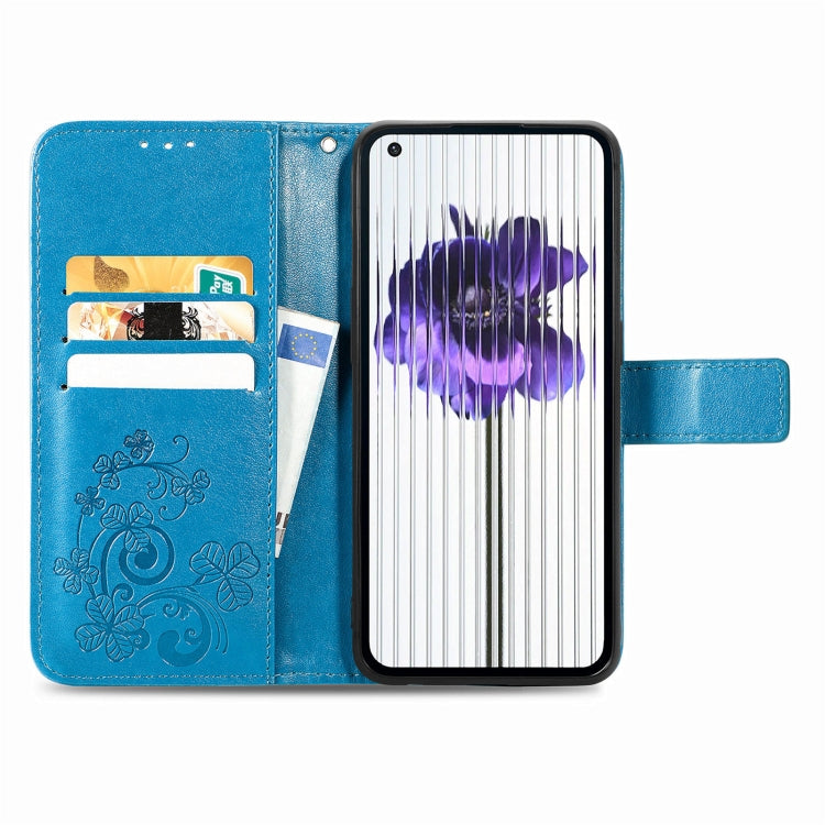 For Nothing Phone 1 Four-leaf Clasp Embossed Buckle Leather Phone Case