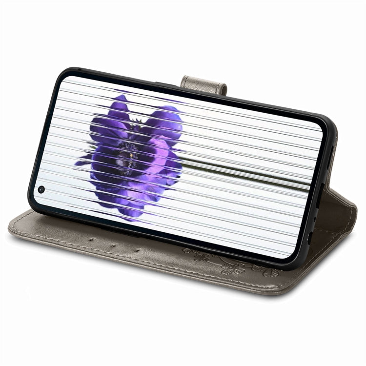 For Nothing Phone 1 Four-leaf Clasp Embossed Buckle Leather Phone Case