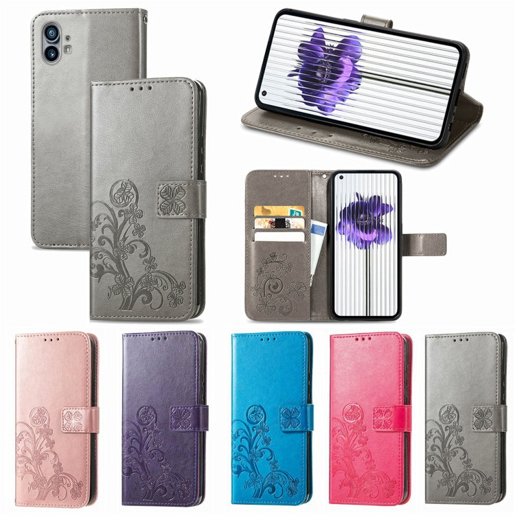 For Nothing Phone 1 Four-leaf Clasp Embossed Buckle Leather Phone Case