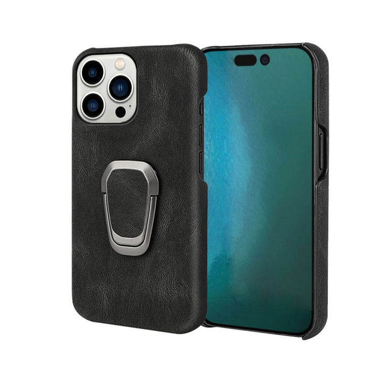 For iPhone 14 Pro Max Ring Holder PU Phone Case