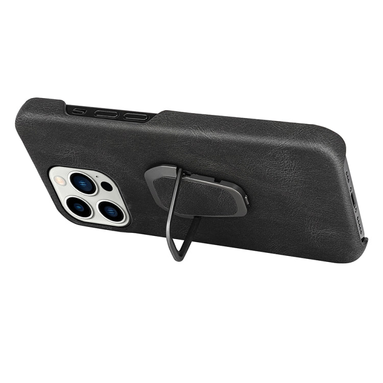 For iPhone 14 Pro Max Ring Holder PU Phone Case