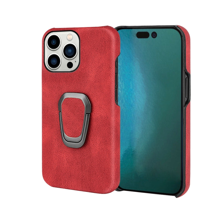 For iPhone 14 Pro Max Ring Holder PU Phone Case