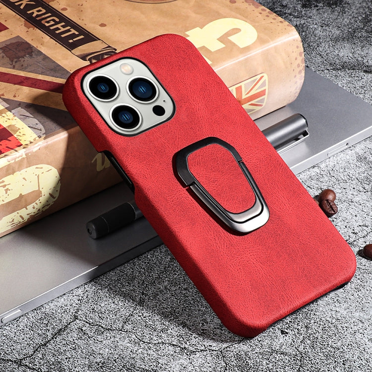 For iPhone 14 Pro Max Ring Holder PU Phone Case