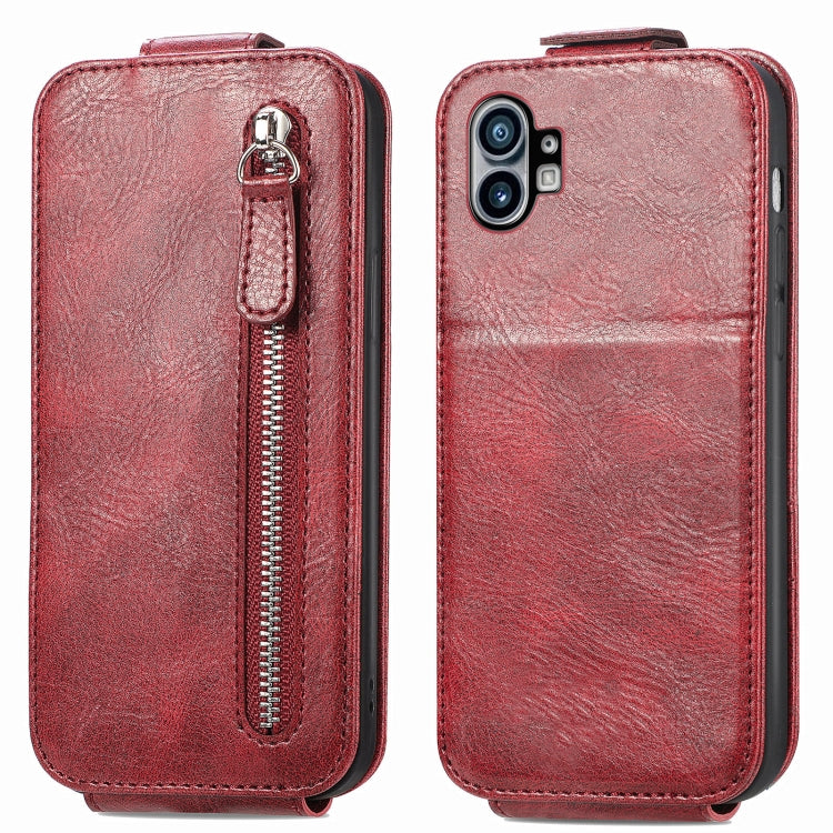 For Nothing Phone 1 Zipper Wallet Vertical Flip Leather Phone Case