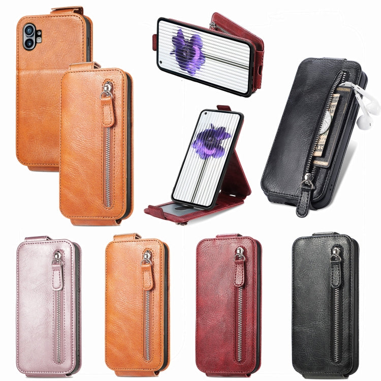 For Nothing Phone 1 Zipper Wallet Vertical Flip Leather Phone Case