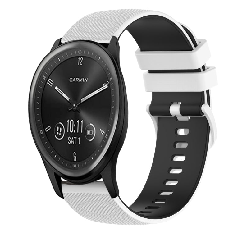 For Garmin Vivomove Sport 20mm Checkered Two-Color Silicone Watch Band