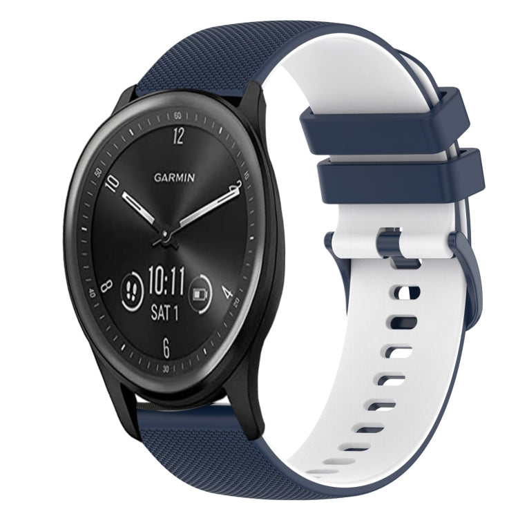 For Garmin Vivomove Sport 20mm Checkered Two-Color Silicone Watch Band