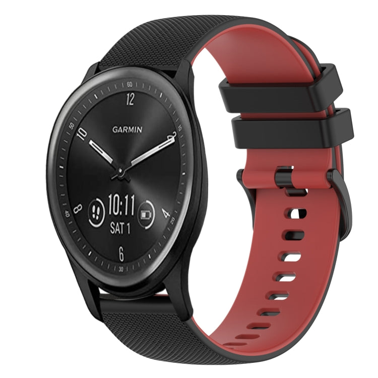 For Garmin Vivomove Sport 20mm Checkered Two-Color Silicone Watch Band