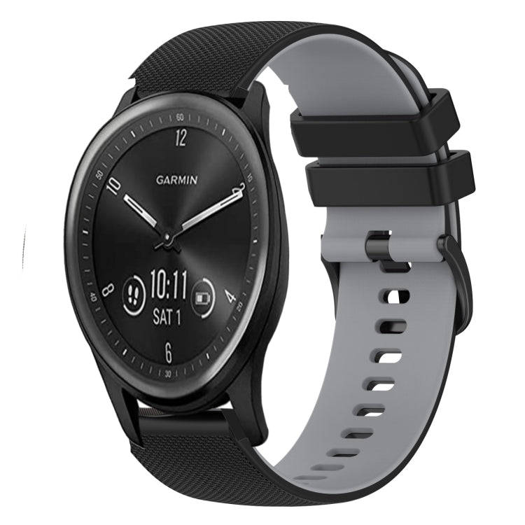 For Garmin Vivomove Sport 20mm Checkered Two-Color Silicone Watch Band