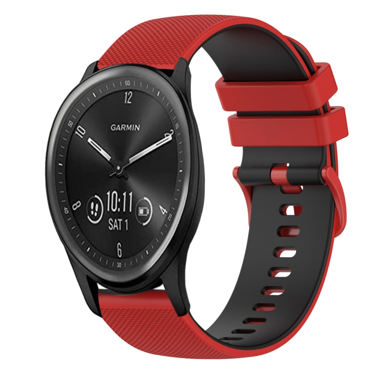 For Garmin Vivomove Sport 20mm Checkered Two-Color Silicone Watch Band