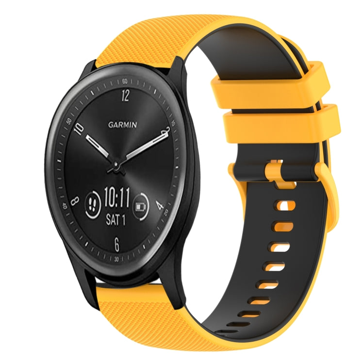 For Garmin Vivomove Sport 20mm Checkered Two-Color Silicone Watch Band