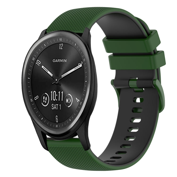 For Garmin Vivomove Sport 20mm Checkered Two-Color Silicone Watch Band