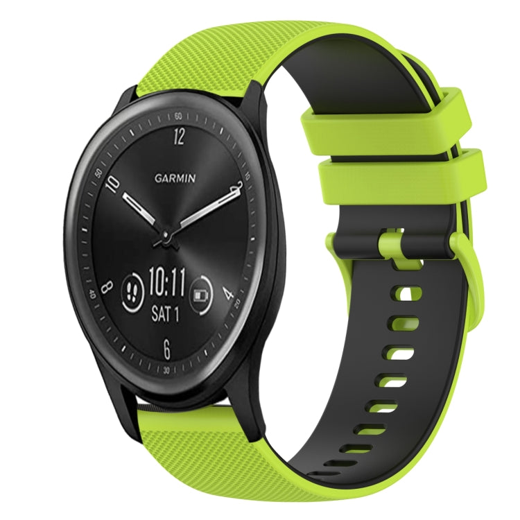 For Garmin Vivomove Sport 20mm Checkered Two-Color Silicone Watch Band