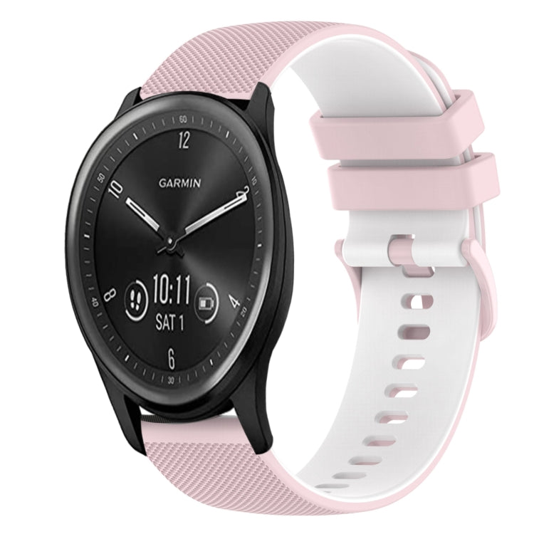 For Garmin Vivomove Sport 20mm Checkered Two-Color Silicone Watch Band
