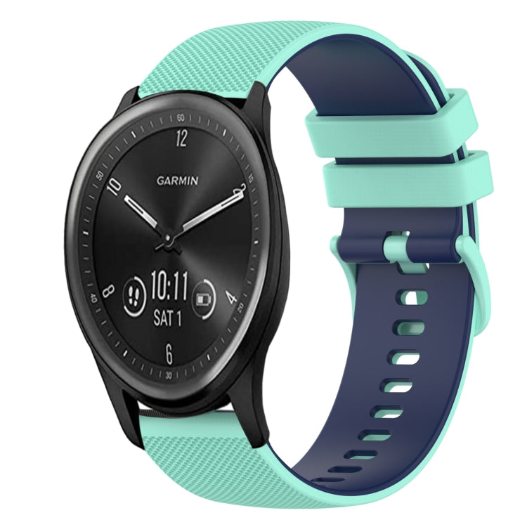 For Garmin Vivomove Sport 20mm Checkered Two-Color Silicone Watch Band