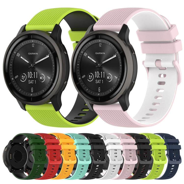 For Garmin Vivomove Sport 20mm Checkered Two-Color Silicone Watch Band