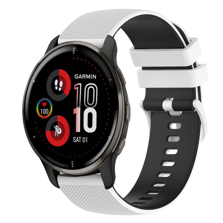 For Garmin Venu 2 Plus 20mm Checkered Two-Color Silicone Watch Band
