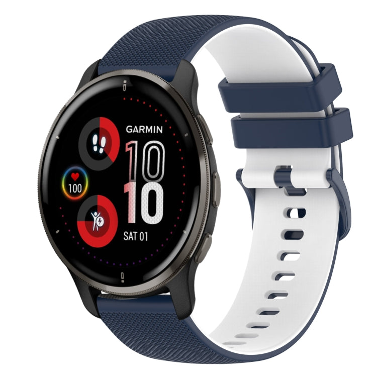 For Garmin Venu 2 Plus 20mm Checkered Two-Color Silicone Watch Band