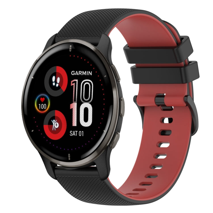 For Garmin Venu 2 Plus 20mm Checkered Two-Color Silicone Watch Band