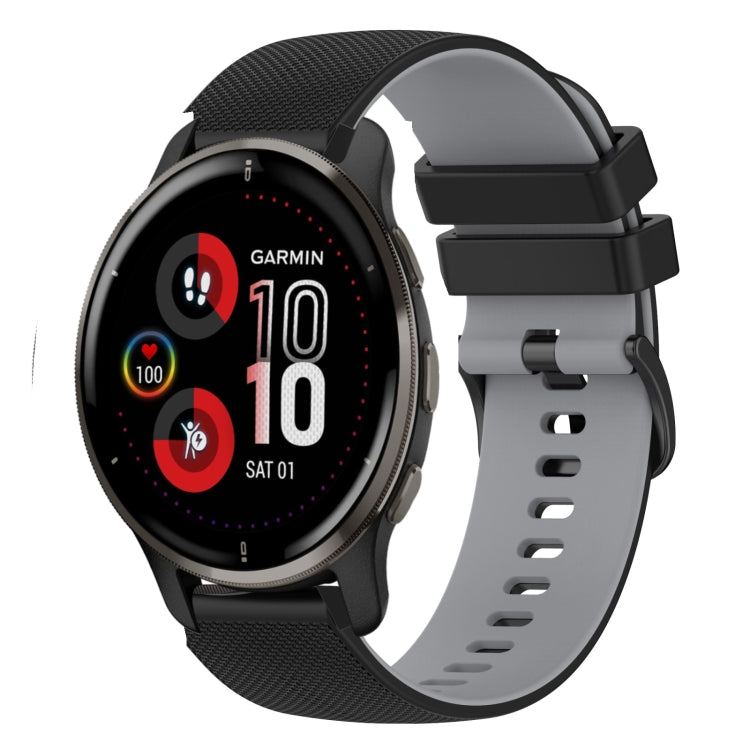 For Garmin Venu 2 Plus 20mm Checkered Two-Color Silicone Watch Band