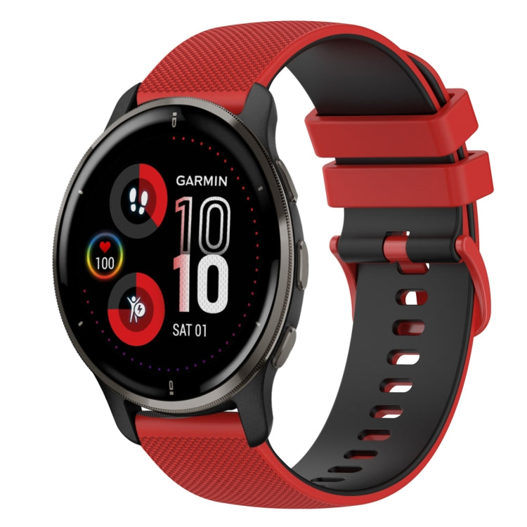 For Garmin Venu 2 Plus 20mm Checkered Two-Color Silicone Watch Band