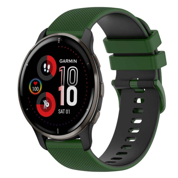 For Garmin Venu 2 Plus 20mm Checkered Two-Color Silicone Watch Band