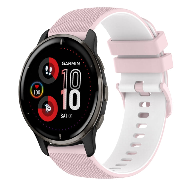 For Garmin Venu 2 Plus 20mm Checkered Two-Color Silicone Watch Band