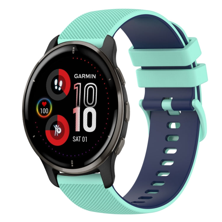 For Garmin Venu 2 Plus 20mm Checkered Two-Color Silicone Watch Band