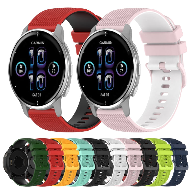 For Garmin Venu 2 Plus 20mm Checkered Two-Color Silicone Watch Band