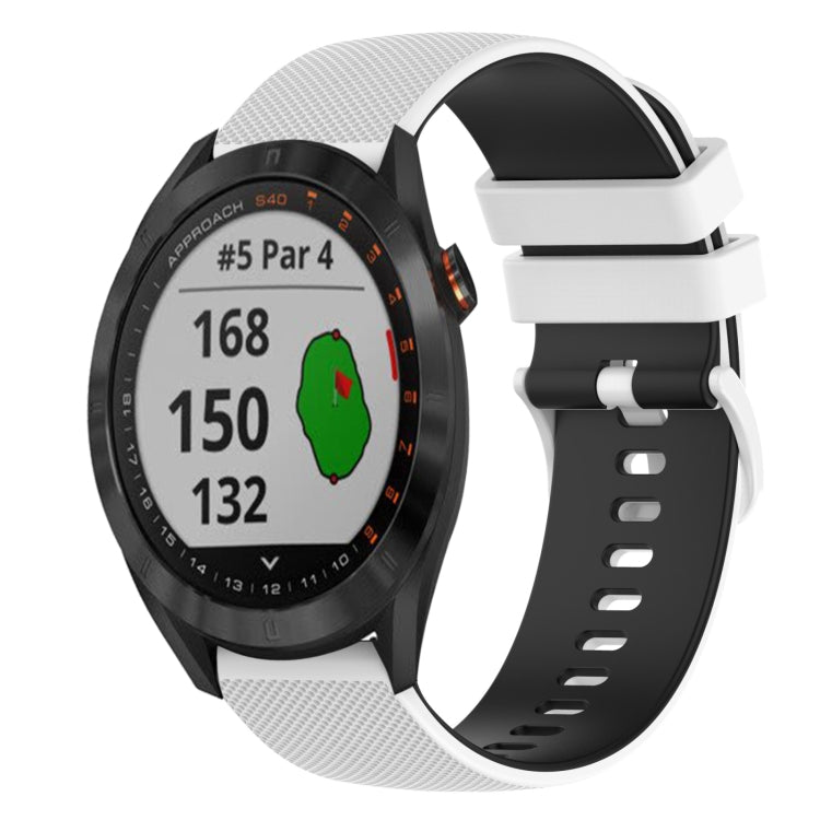 For Garmin Approach S40 20mm Checkered Two-Color Silicone Watch Band