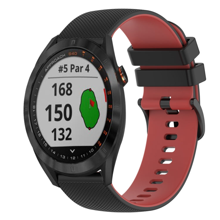 For Garmin Approach S40 20mm Checkered Two-Color Silicone Watch Band