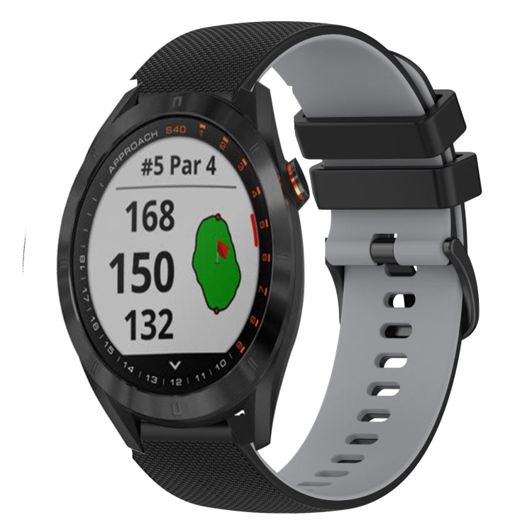 For Garmin Approach S40 20mm Checkered Two-Color Silicone Watch Band